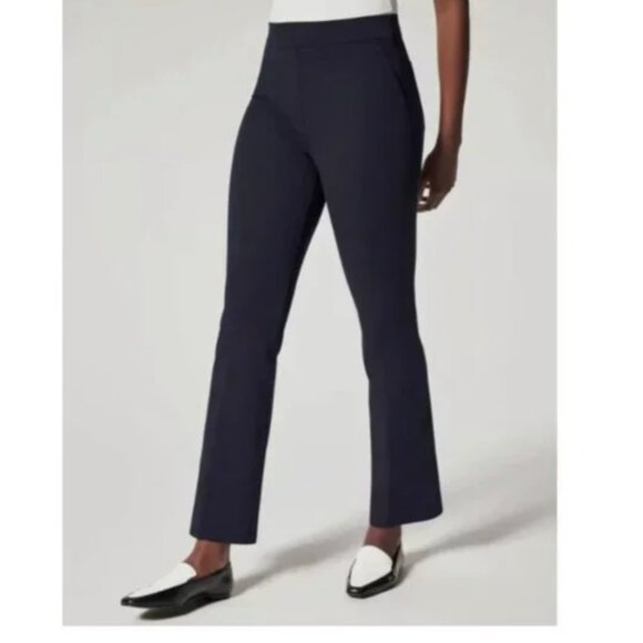 Spanx On The Go Kick Flare Leg Pants Pull On Elastic Waist Band Navy Blue Small - Picture 1 of 9